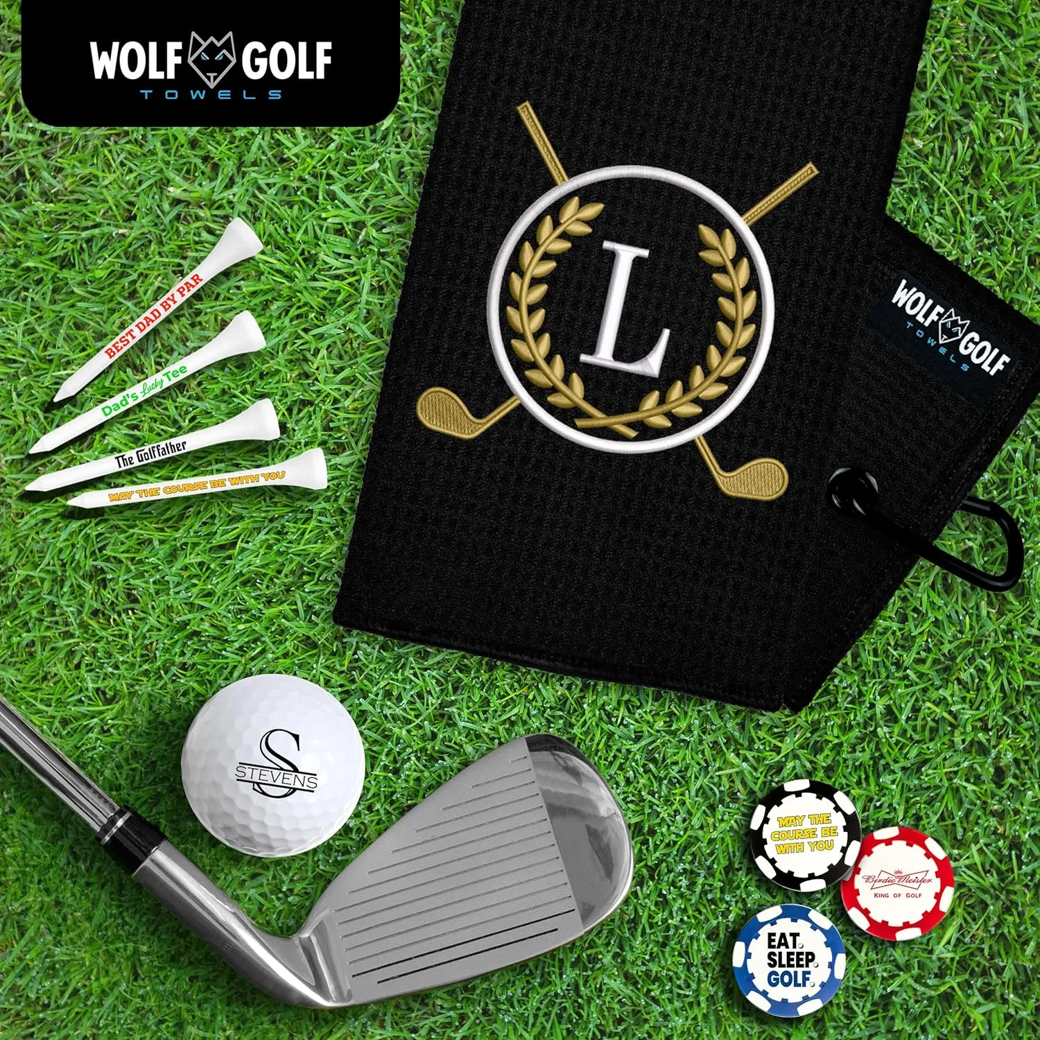 Monogrammed Personalized Golf Towel for Golf Bags - Custom Gift for Men or Women