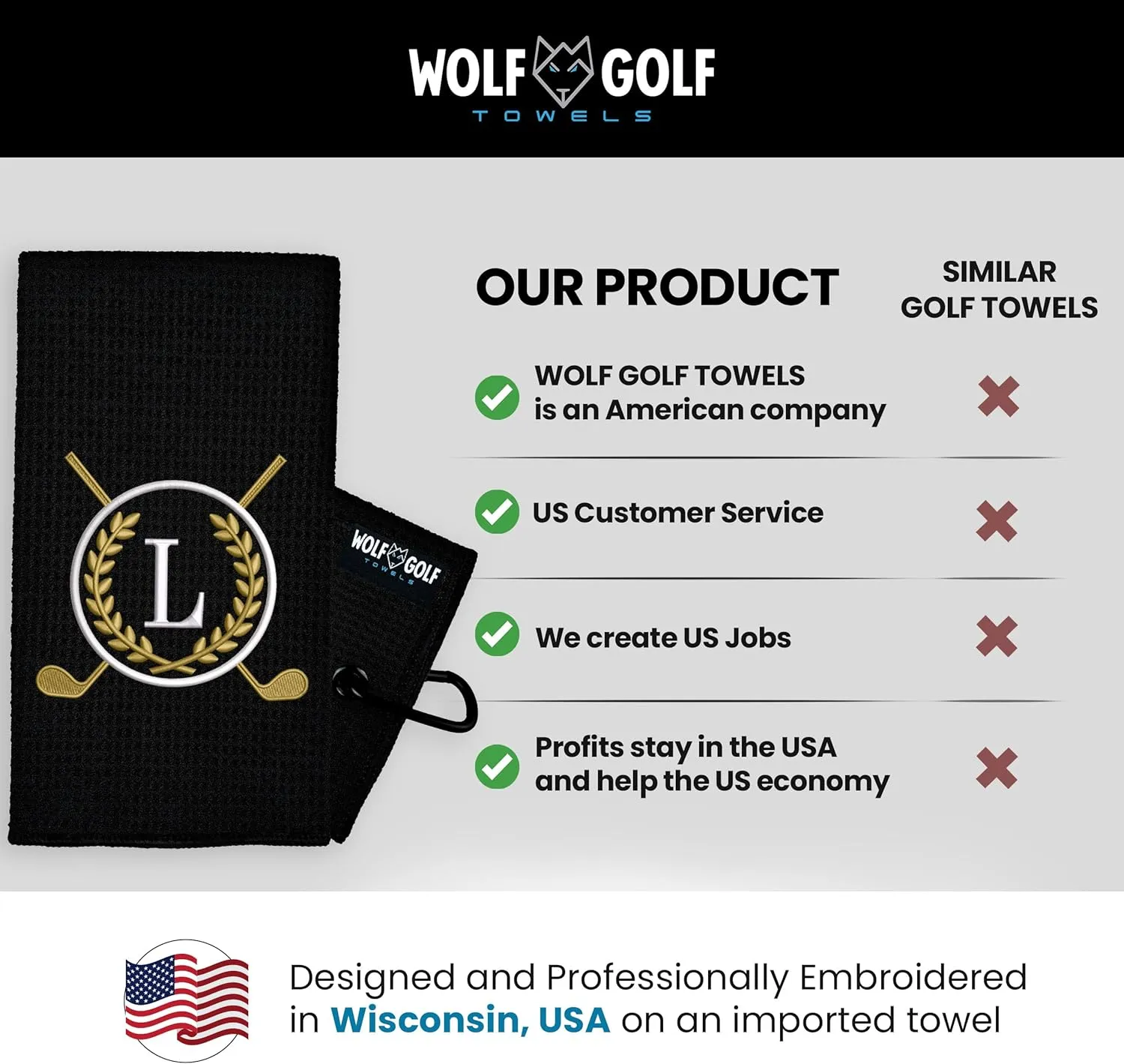 Monogrammed Personalized Golf Towel for Golf Bags - Custom Gift for Men or Women