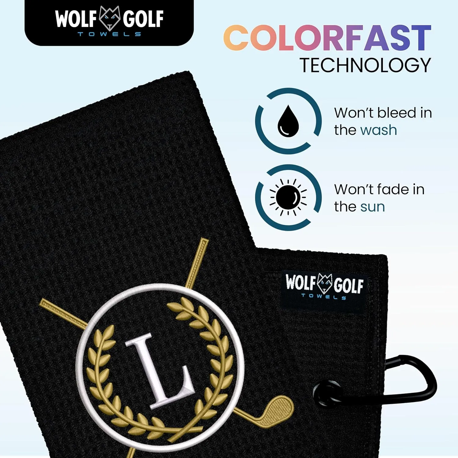 Monogrammed Personalized Golf Towel for Golf Bags - Custom Gift for Men or Women