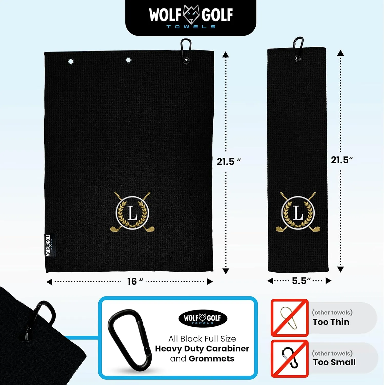 Monogrammed Personalized Golf Towel for Golf Bags - Custom Gift for Men or Women