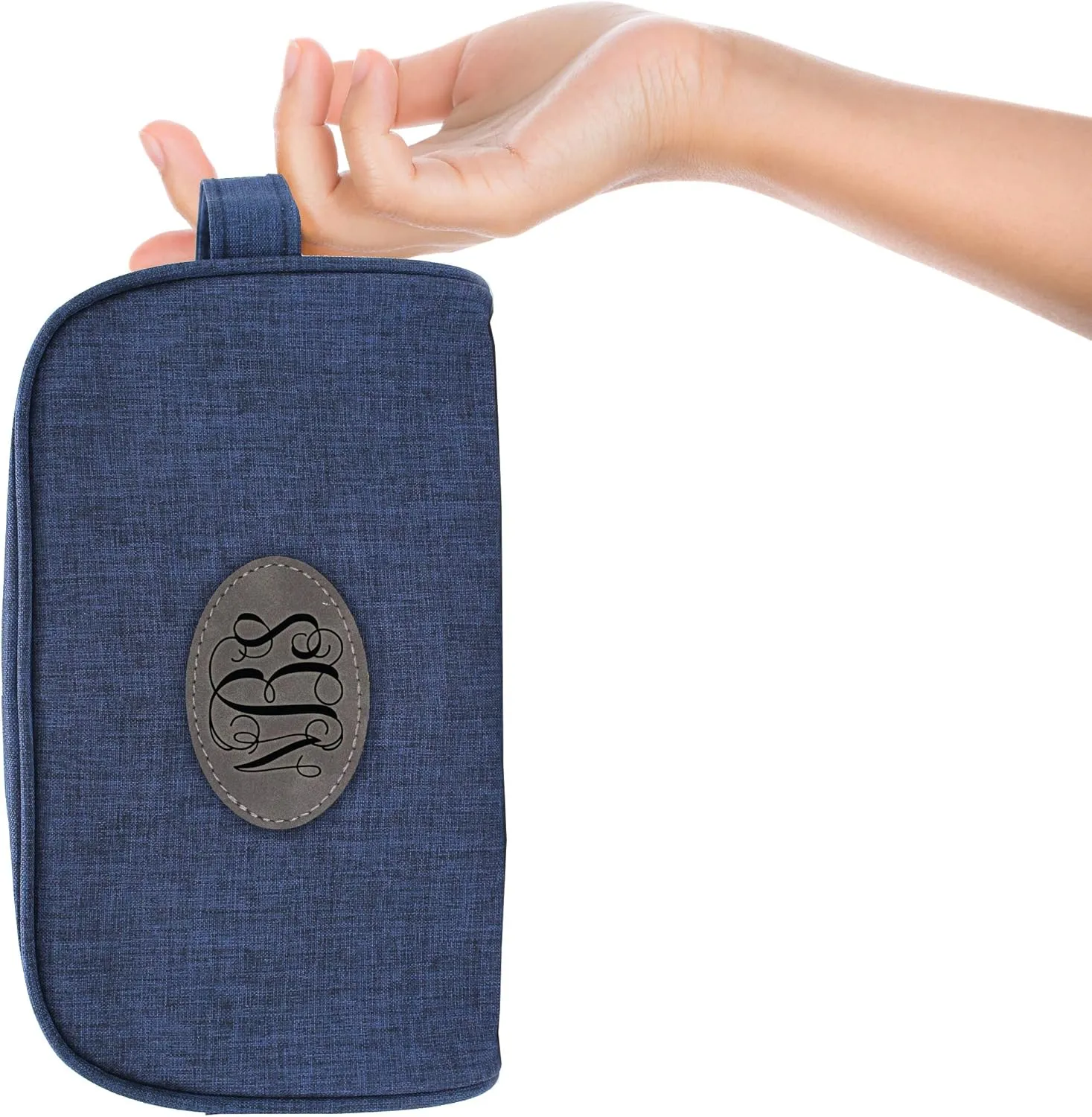 Monogrammed Travel Toiletry Bag, Monogram Cosmetic Organizer, Makeup or Dopp Kit, Gifts for Her, Him (Blue)