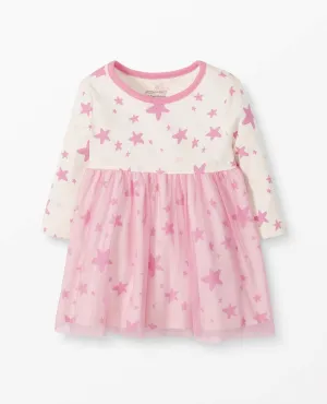 Moon and Back Baby Girls' Long Sleeve Star Print Tulle Dress