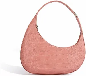 Moon Bags For Women, Faux Crocodile Pattern Leather Crescent Bag, Small Trendy Shoulder Bag Women's Fashion Handbag