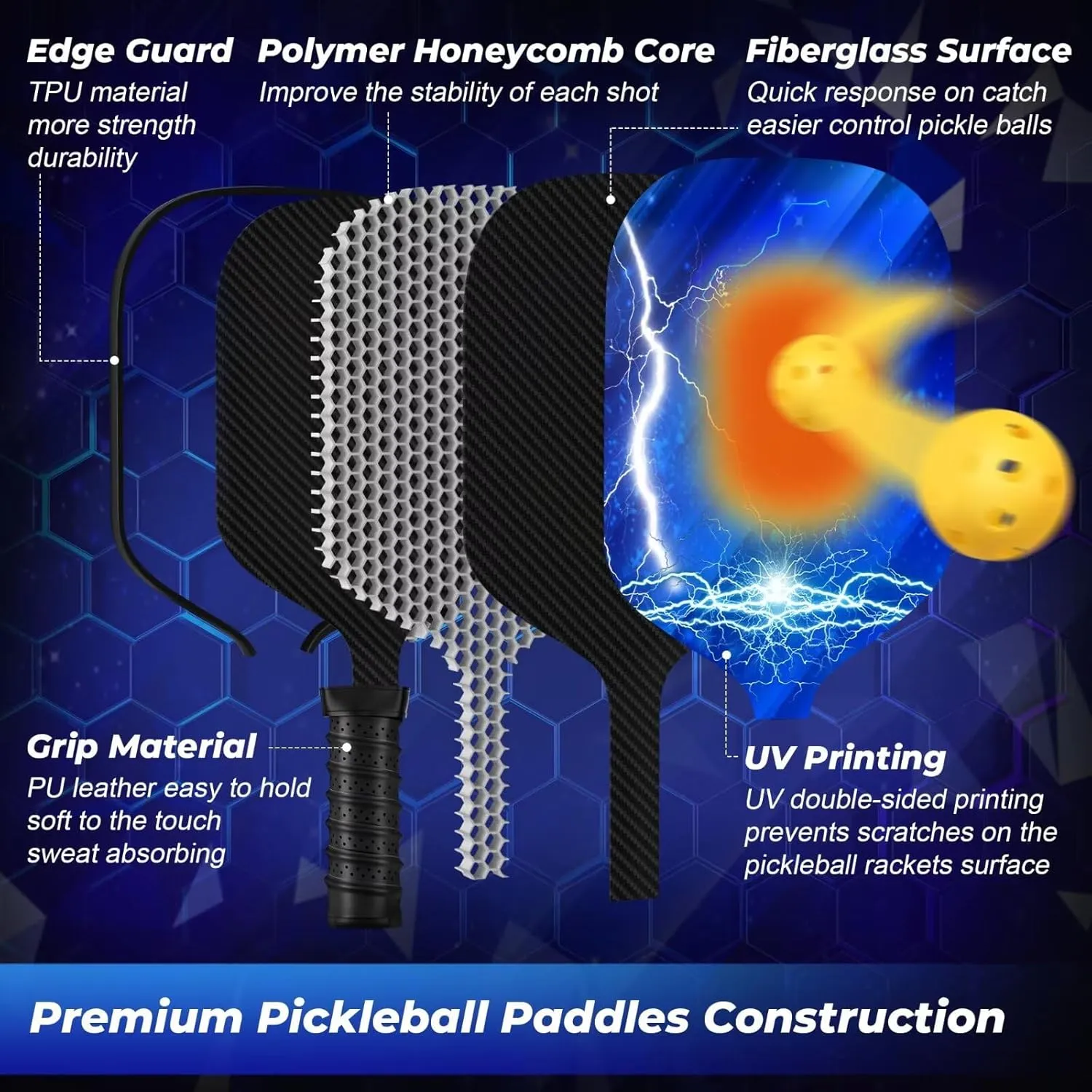 MOONHILL Pickleball Paddles - Sets Include Portable Bag&Shoulder Strap, for Pickleball Lovers, for Pickleball Lovers, Initial Pickleball for Beginner