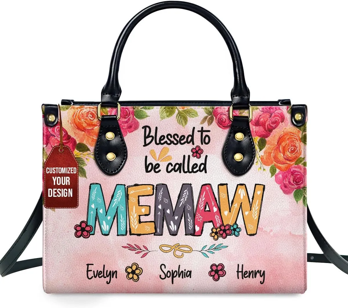 Mothers Day Gifts - Personalized Leather Bag - Birthday, Gift For Grandmother, Mother - Blessed To Be Called Grandma