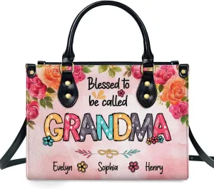 Mothers Day Gifts - Personalized Leather Bag - Birthday, Gift For Grandmother, Mother - Blessed To Be Called Grandma