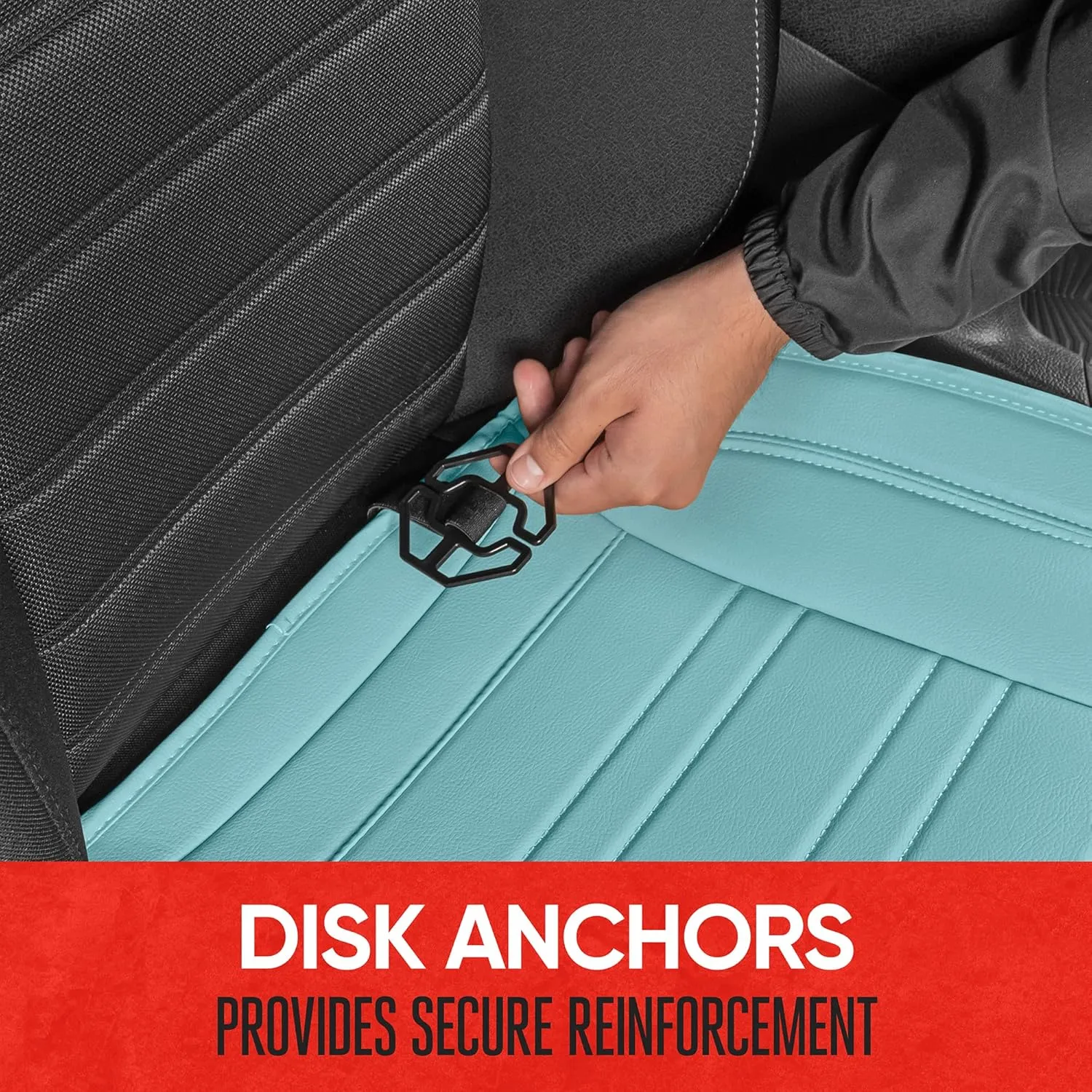 Motor Trend Faux Leather Front Seat Cover for Cars - (1) Mint Front Car Seat Covers for SUV & Truck with Storage Pockets - Automotive Car Seats Cover Protector - for Bottom Cushion Coverage Only