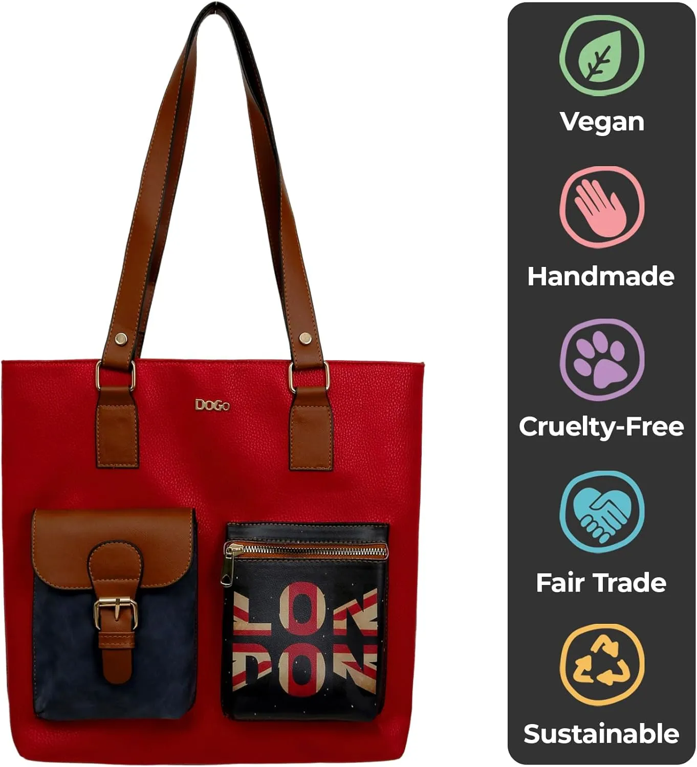 Multi Pocket Shoulder Bags for Women - Vegan Leather and Unique Design Handmade Womens Bags
