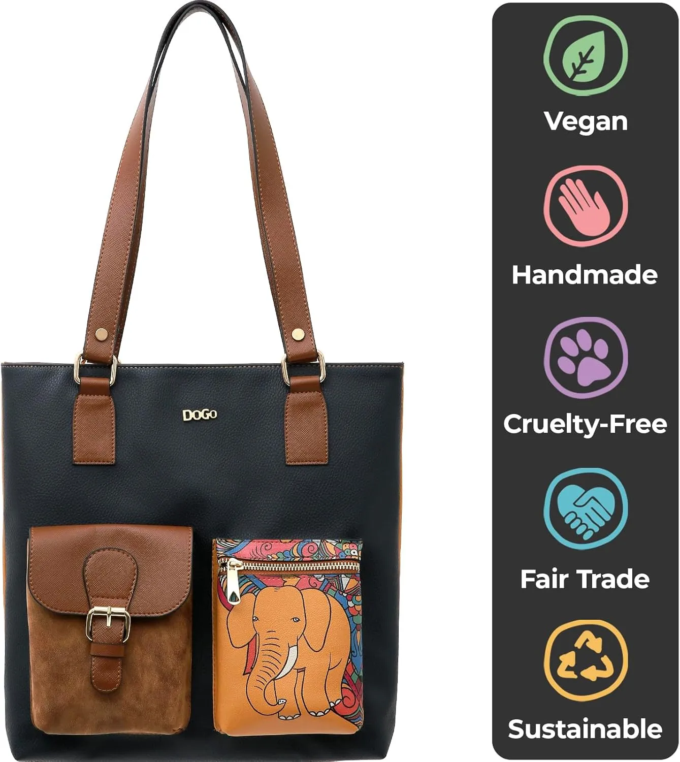 Multi Pocket Shoulder Bags for Women - Vegan Leather and Unique Design Handmade Womens Bags