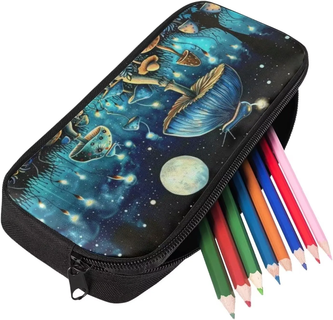 Mushroom Backpack and Lunch Box Set Boys Age 10-15 Years Old Moon Print Messenger Bag for School Retain Freshness Food Bag for Junior Middle School Middle School