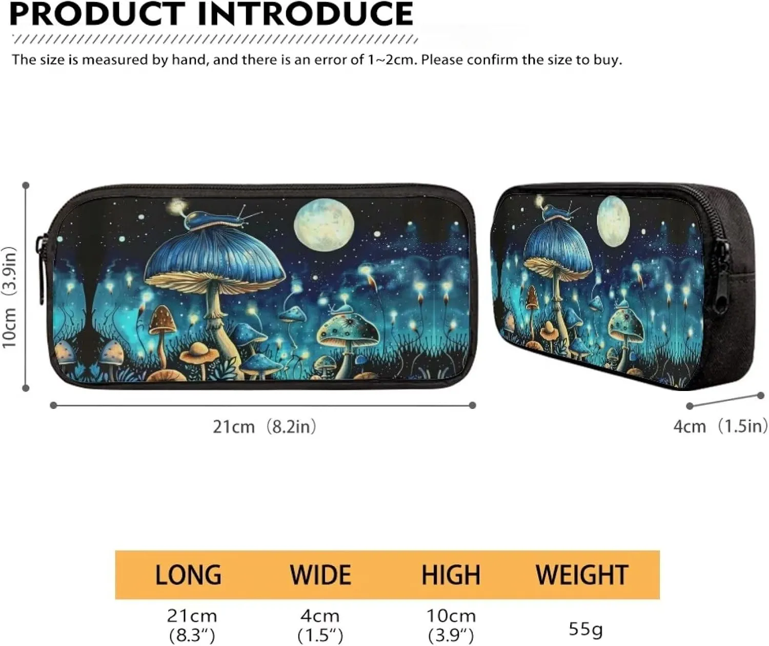 Mushroom Backpack and Lunch Box Set Boys Age 10-15 Years Old Moon Print Messenger Bag for School Retain Freshness Food Bag for Junior Middle School Middle School