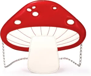 Mushroom Crossbody Purses, PU Leather Shoulder Bags with Strap, Cute Unique Purses for Women Girl, Lovely Novelty Mushroom Gifts