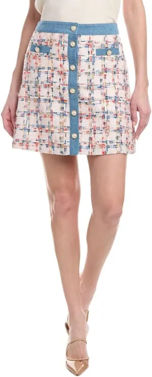Nanette Nanette Lepore Womens Tweed Skirt, XL, Pink
