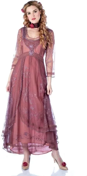 Nataya 40163 Women's Downton 1920s Vintage Style Wedding Party Dress in Mauve (M)