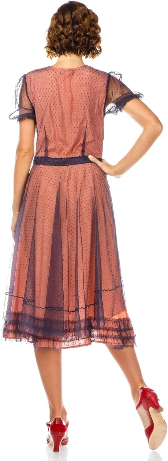 Nataya 40832 Women's 1920s Flapper Style Wedding Dress in Royal Navy