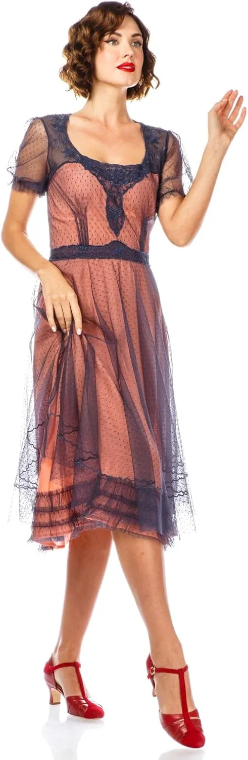Nataya 40832 Women's 1920s Flapper Style Wedding Dress in Royal Navy
