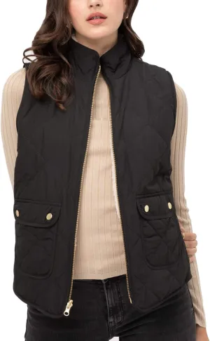 NE PEOPLE Women’s Quilted Vest – Reversible Lightweight Sleeveless Full Zip Up Faux Fur Lining Gilet Jacket with Pockets