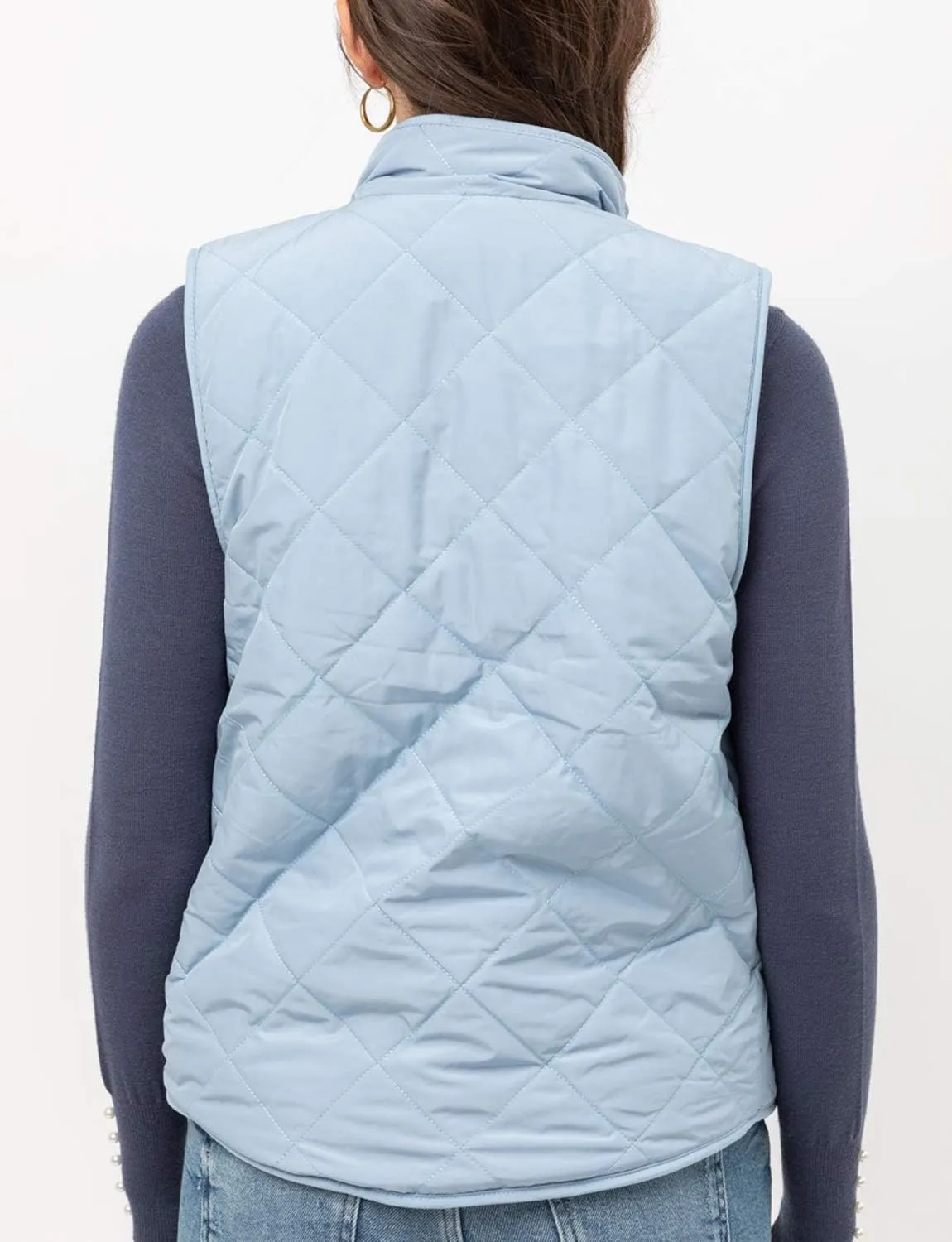 NE PEOPLE Women’s Quilted Vest – Reversible Lightweight Sleeveless Full Zip Up Faux Fur Lining Gilet Jacket with Pockets