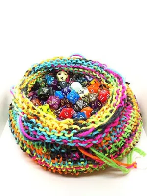 Neon Multicolored Large Dice Bag, Drawstring Pouch for DND & Tabletop Games