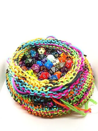 Neon Multicolored Large Dice Bag, Drawstring Pouch for DND & Tabletop Games