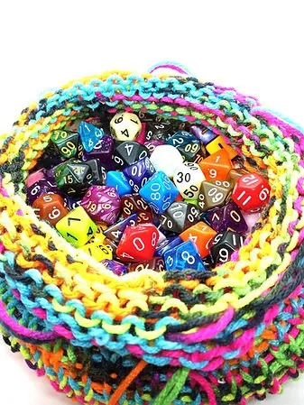 Neon Multicolored Large Dice Bag, Drawstring Pouch for DND & Tabletop Games
