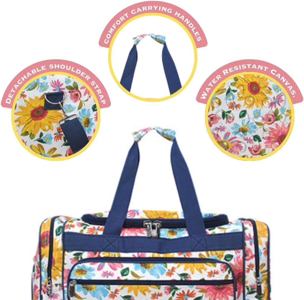 NGIL Canvas 20" inch Duffle Bag (Petal Parade- Navy)