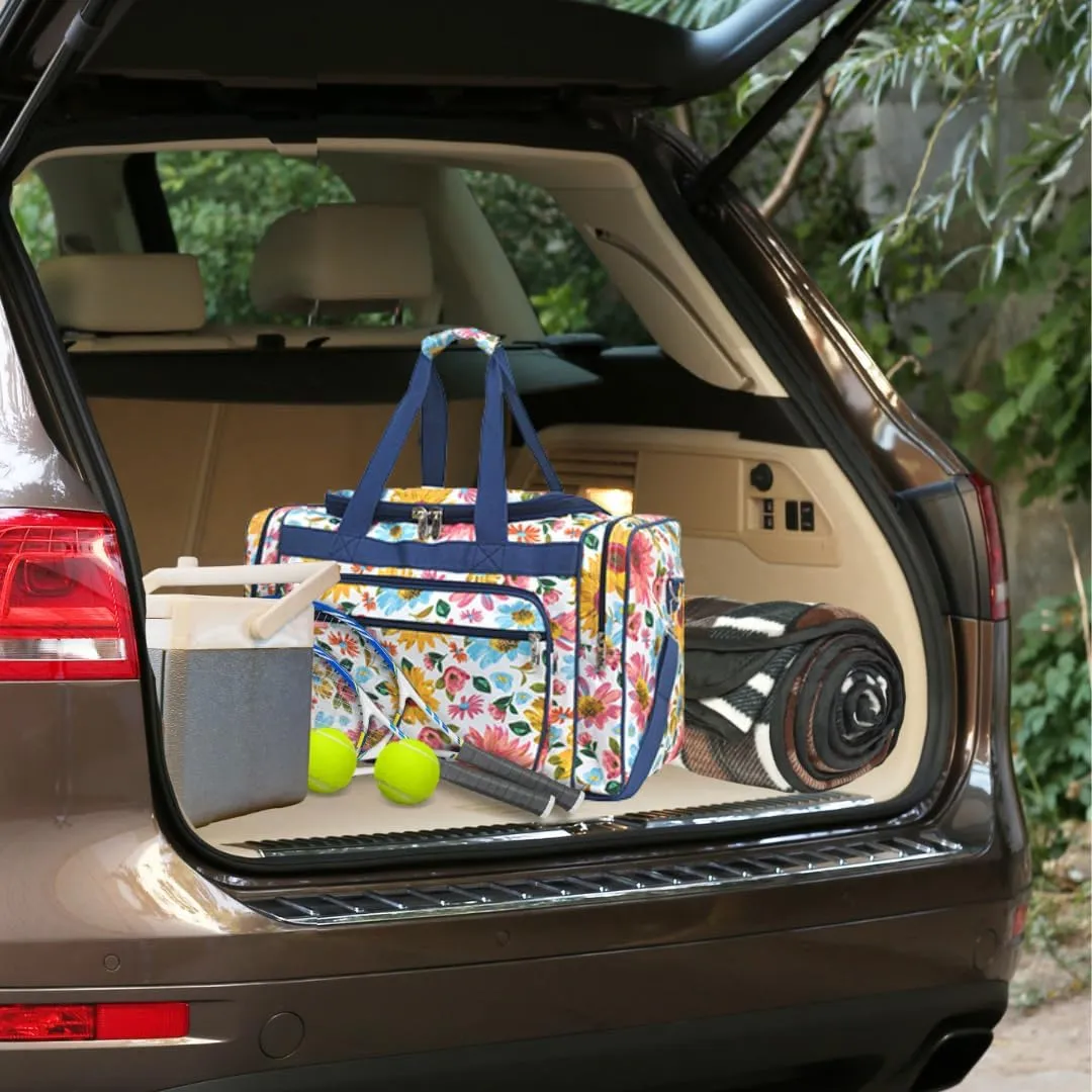 NGIL Canvas 20" inch Duffle Bag (Petal Parade- Navy)