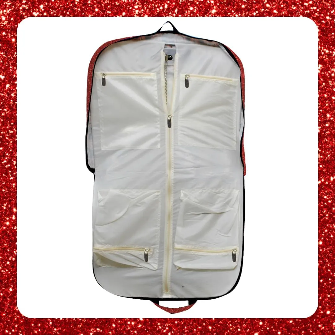 NGIL Glitter Cheer Dance and Competition Travel Companion Hanging Garment Bag for Girls (Glitter-Red)