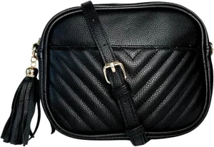 NGIL Women's Faux Leather Chevron Quilted Crossbody Bag Stylish Trendy Small Shoulder Lightweight Zippered Travel Purses