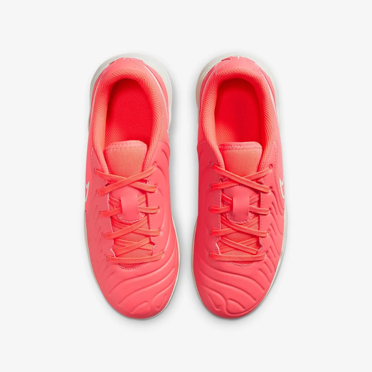 Nike Jr. Tiempo Legend 10 Club Little/Big Kids' Indoor/Court Low-Top Soccer Shoes (DV4354-800, Hot Lava/White)