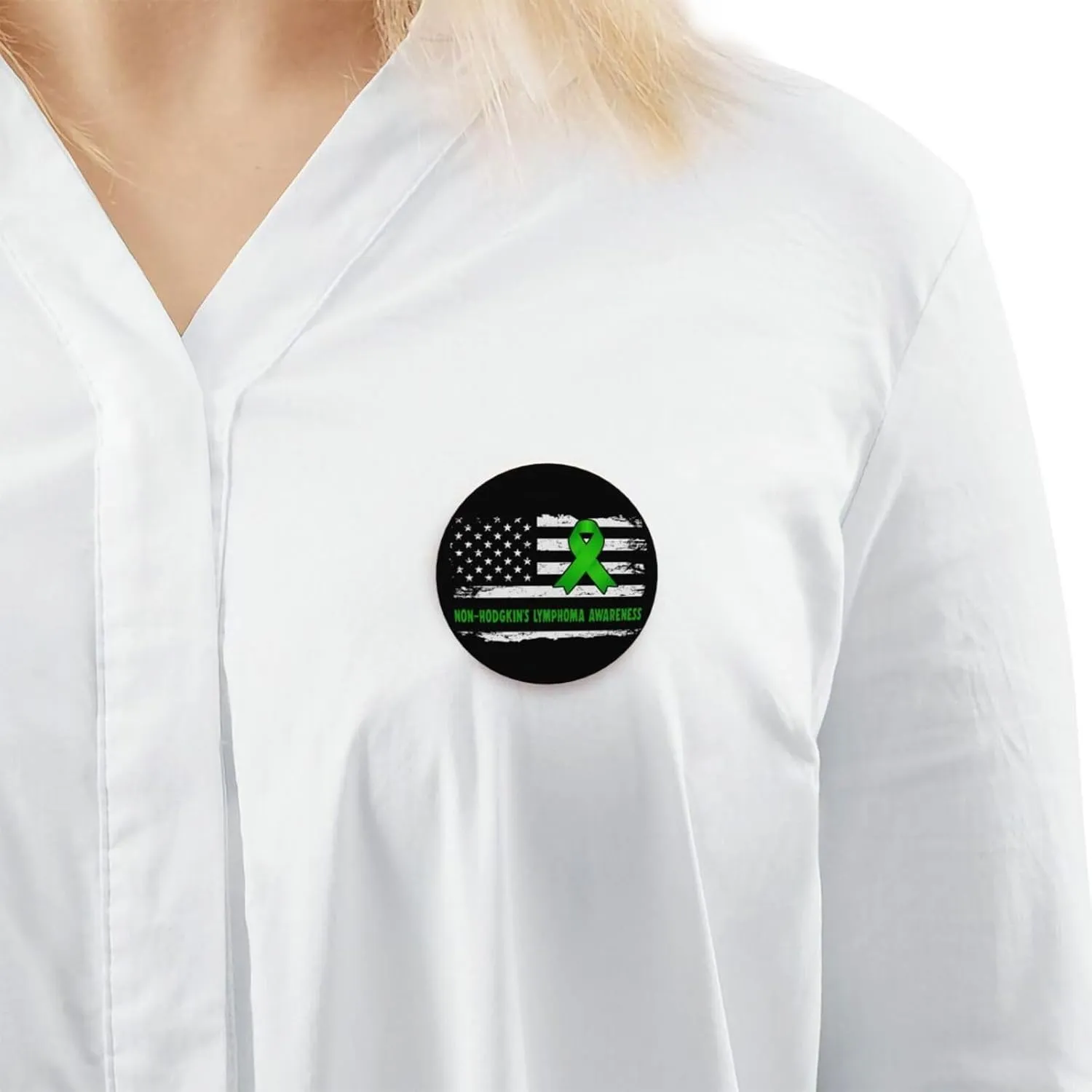 Non-Hodgkin's Lymphoma Awareness American Flag Express Your Unique Style with Our Fashionable Round Badges