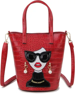 Novelty 3D Lady Face Purse Top Handle Satchel Handbags Clutch Purse for Women Unique Shoulder Bags