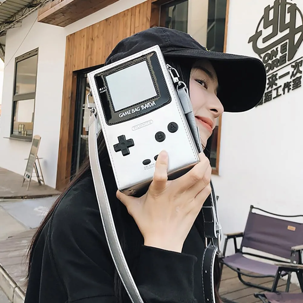 Novelty Controller Game Shaped Box Purse, Kawaii Mini Funny Fashion Shoulder Bag, Lightweight Leather Unique Crossbody Bag