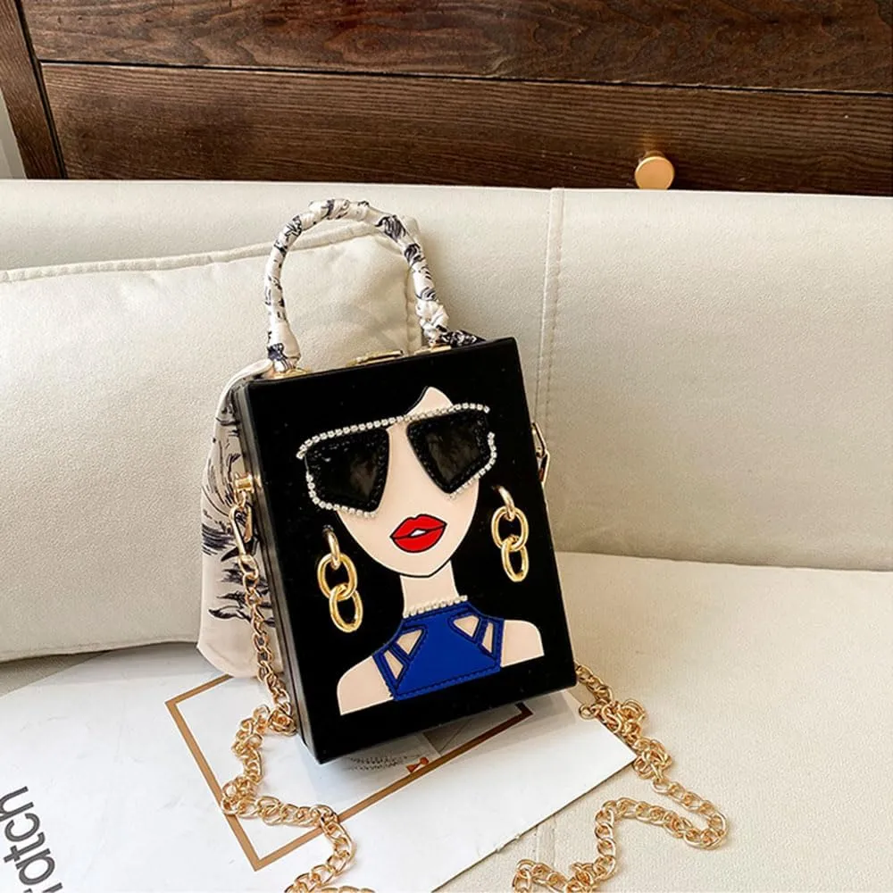 Novelty Unique 3D Lady Face PU Leather Top Handle Satchel Handbags for Women Funky Tote Purse Hobo Crossbody Shoulder bags