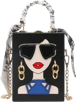 Novelty Unique 3D Lady Face PU Leather Top Handle Satchel Handbags for Women Funky Tote Purse Hobo Crossbody Shoulder bags