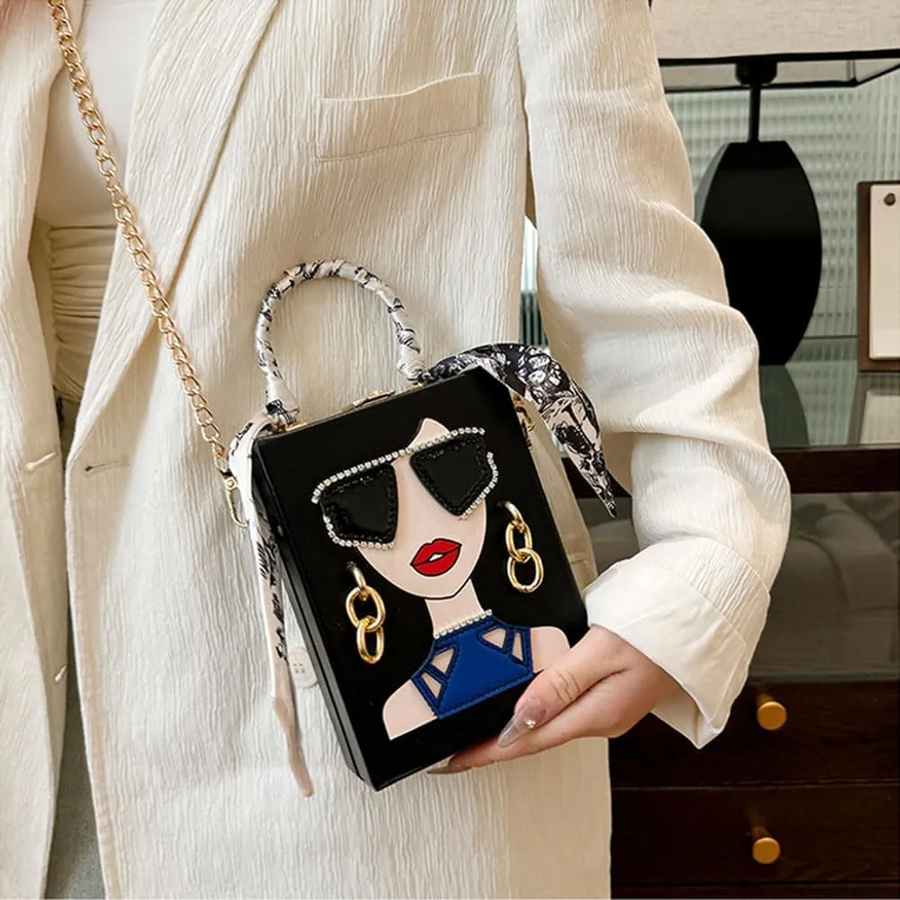 Novelty Unique 3D Lady Face PU Leather Top Handle Satchel Handbags for Women Funky Tote Purse Hobo Crossbody Shoulder bags