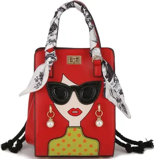 Novelty Unique 3D Lady Face PU Leather Top Handle Satchel Handbags for Women Funky Tote Purse Hobo Crossbody Shoulder bags