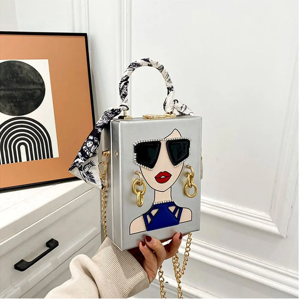 Novelty Unique 3D Lady Face PU Leather Top Handle Satchel Handbags for Women Funky Tote Purse Hobo Crossbody Shoulder bags