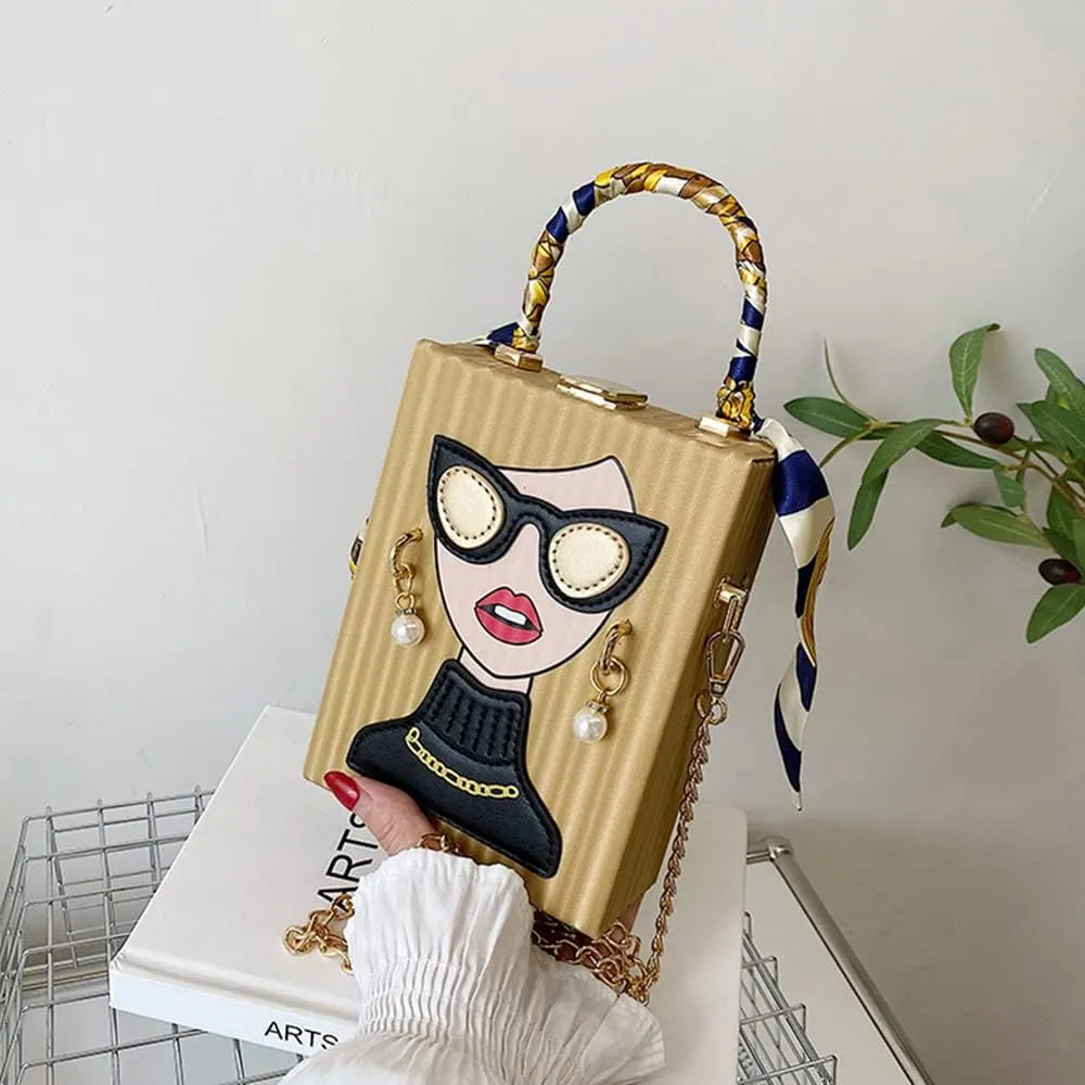 Novelty Unique 3D Lady Face PU Leather Top Handle Satchel Handbags for Women Funky Tote Purse Hobo Crossbody Shoulder bags