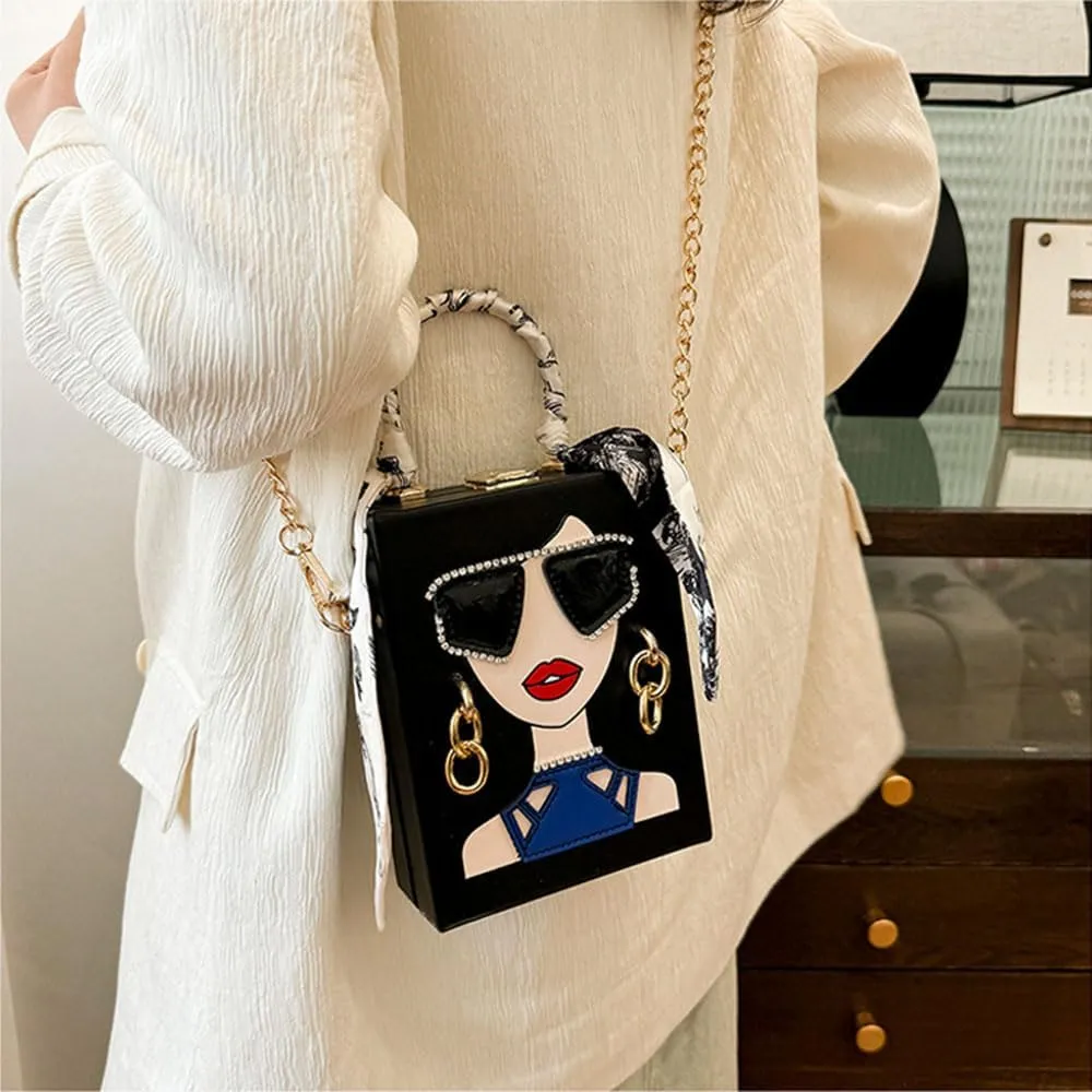 Novelty Unique 3D Lady Face PU Leather Top Handle Satchel Handbags for Women Funky Tote Purse Hobo Crossbody Shoulder bags