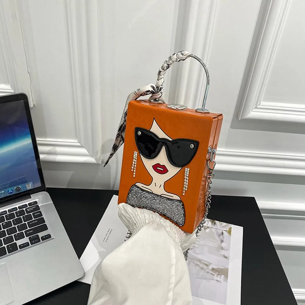 Novelty Unique 3D Lady Face PU Leather Top Handle Satchel Handbags for Women Funky Tote Purse Hobo Crossbody Shoulder bags