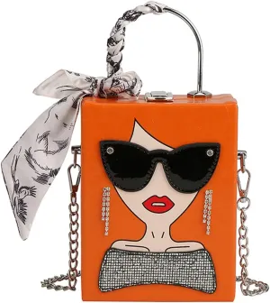 Novelty Unique 3D Lady Face PU Leather Top Handle Satchel Handbags for Women Funky Tote Purse Hobo Crossbody Shoulder bags