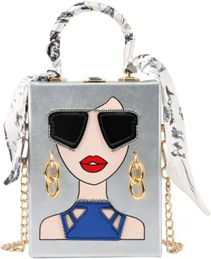 Novelty Unique 3D Lady Face PU Leather Top Handle Satchel Handbags for Women Funky Tote Purse Hobo Crossbody Shoulder bags