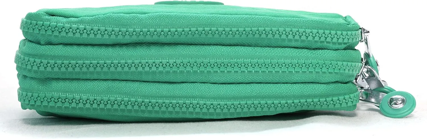 Nupouch Malibu Wristlet Three Zipper Wallet Purse