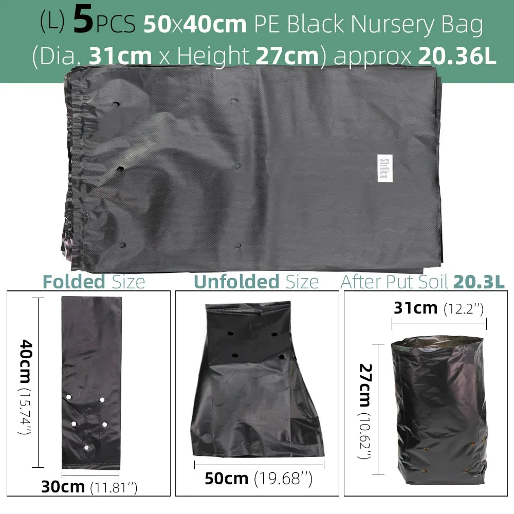 Nursing Growing Bags Pouch Black Plastic Pockets Breathable Garden Cultivation Indoor Outdoor Cultivation Planting Planter Pots