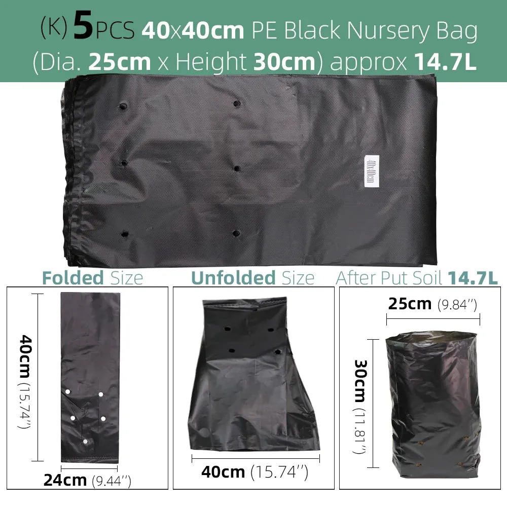 Nursing Growing Bags Pouch Black Plastic Pockets Breathable Garden Cultivation Indoor Outdoor Cultivation Planting Planter Pots