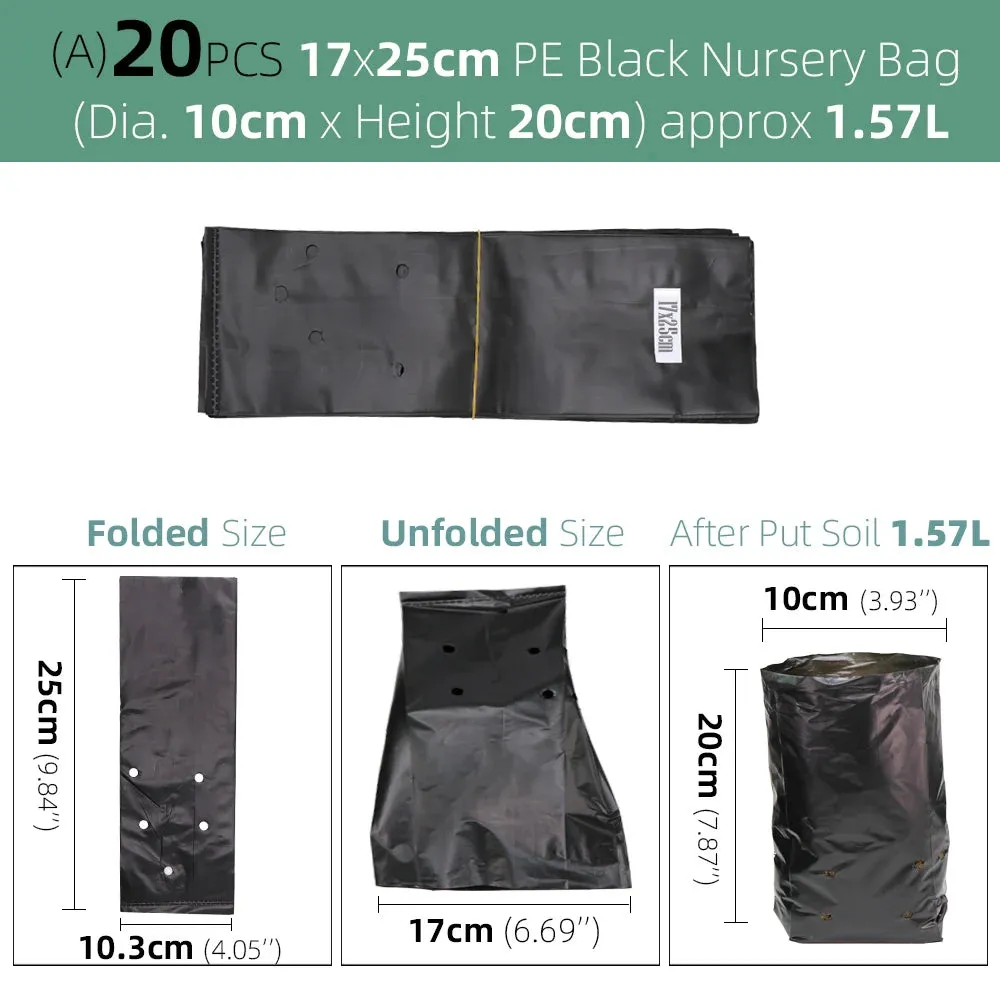 Nursing Growing Bags Pouch Black Plastic Pockets Breathable Garden Cultivation Indoor Outdoor Cultivation Planting Planter Pots