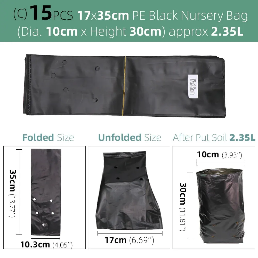 Nursing Growing Bags Pouch Black Plastic Pockets Breathable Garden Cultivation Indoor Outdoor Cultivation Planting Planter Pots