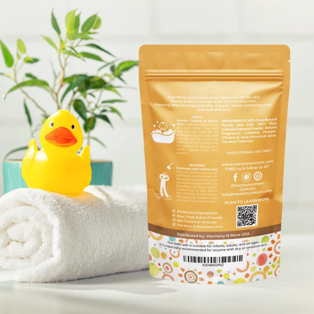 Oatmeal Honey Kids Bath Salts - Organic Bath Soak for Baby Essentials, Natural Bath Salt, Soothing & Gentle Skin Care for Babies, Toddlers, and Children - 24oz.