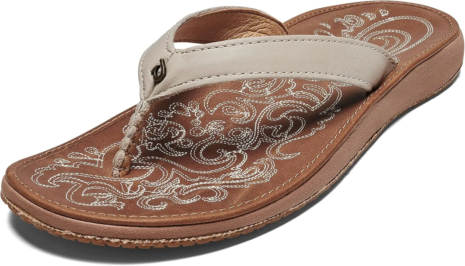 OLUKAI Paniolo Women's Premium Leather Sandals, Versatile & Unique Flip-Flop Slides, All-Day Comfort & Style